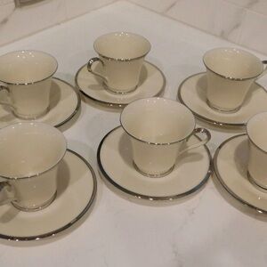 Solitaire white not cream & platinum Lenox USA 8 pieces listing A see listing B
